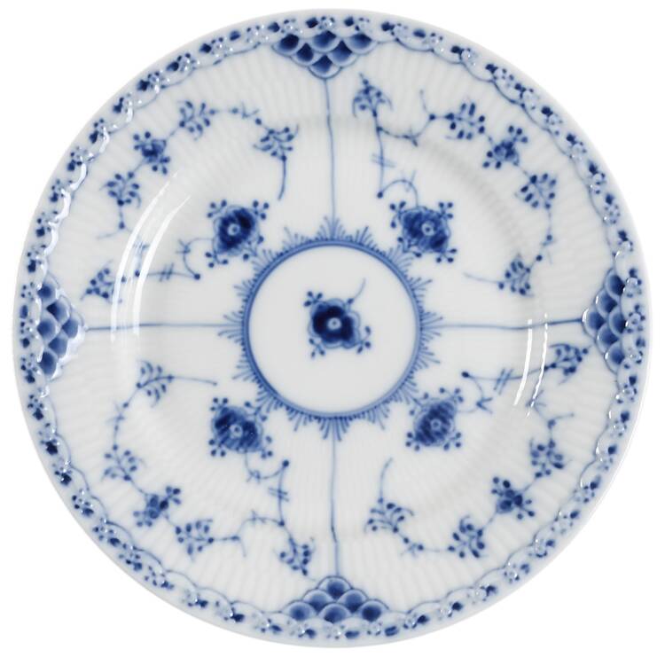 Blue Fluted Half Lace Border (No Trim) Bread & Butter Plate
