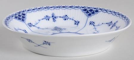 Blue Fluted Half Lace Border (No Trim) Coupe Soup Bowl