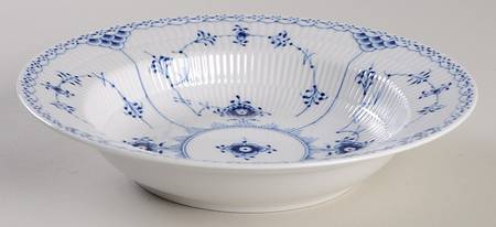 Blue Fluted Half Lace Border (No Trim) Rim Soup Bowl