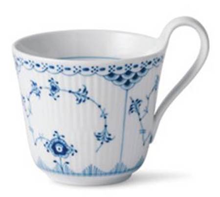 Blue Fluted Half Lace Border (No Trim) Oversized Cup