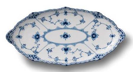 Blue Fluted Half Lace Border (No Trim) Asparagus Server/Tray