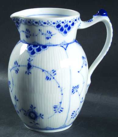 Blue Fluted Half Lace Border (No Trim) 24 Oz Pitcher