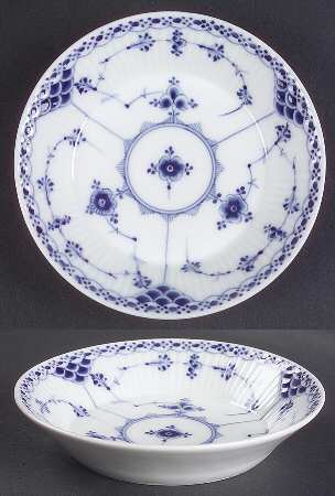 Blue Fluted Half Lace Border (No Trim) Fruit/Dessert (Sauce) Bowl