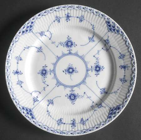 Blue Fluted Half Lace Border (No Trim) Salad Plate