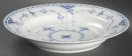 Blue Fluted Half Lace Border (No Trim) Large Rim Soup Bowl