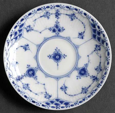 Blue Fluted Half Lace Border (No Trim) Saucer for Flat Demitasse Cup