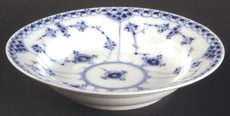 Blue Fluted Half Lace Border (No Trim) Coupe Cereal Bowl