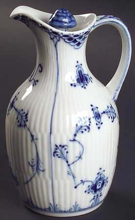 Blue Fluted Half Lace Border (No Trim) Vinegar Cruet and Stopper