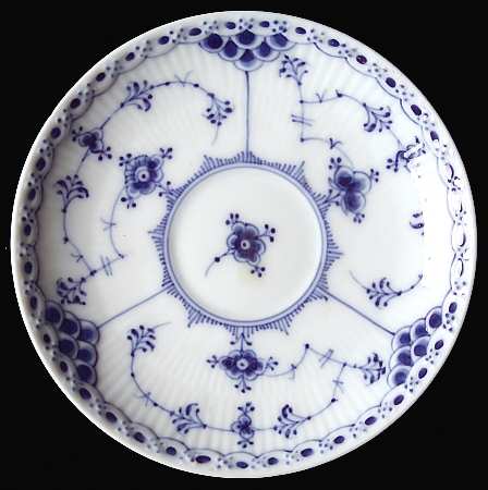 Blue Fluted Half Lace Border (No Trim) Saucer for Flat Bouillon Cup