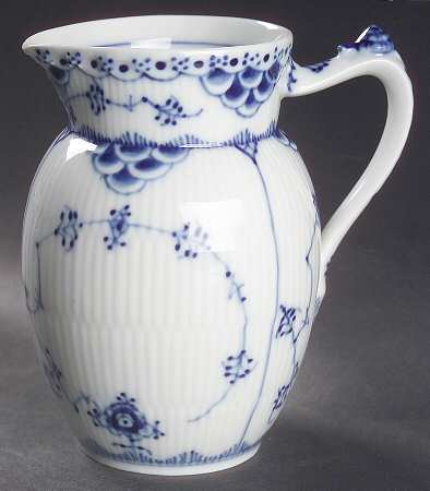 Blue Fluted Half Lace Border (No Trim) 16 Oz Pitcher