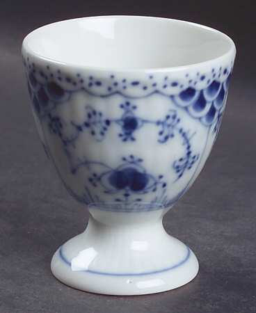 Blue Fluted Half Lace Border (No Trim) Single Egg Cup