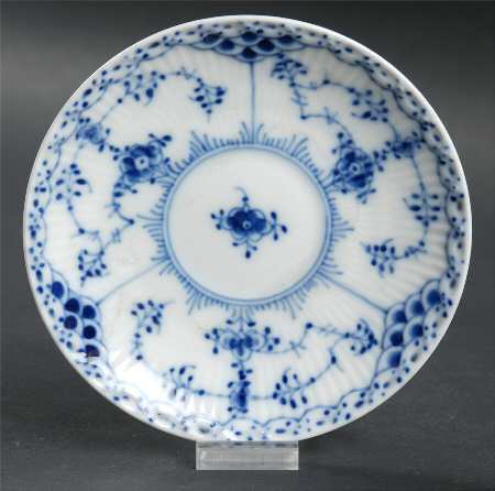 Blue Fluted Half Lace Border (No Trim) Saucer for Flat Demitasse Cup