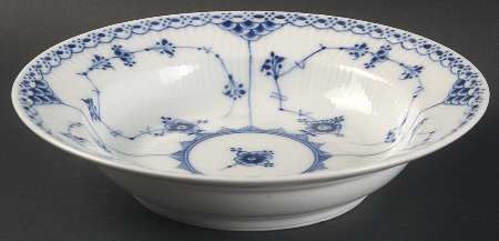 Blue Fluted Half Lace Border (No Trim) Rim Soup Bowl