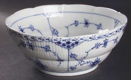 Blue Fluted Half Lace Border (No Trim) 7" Salad Serving Bowl