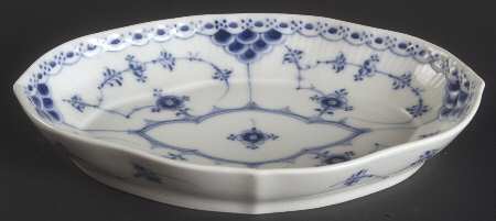 Blue Fluted Half Lace Border (No Trim) Pickle Dish