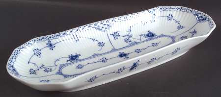 Blue Fluted Half Lace Border (No Trim) Celery
