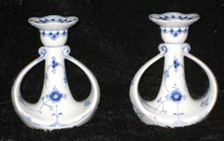 Blue Fluted Half Lace Border (No Trim) 5" Candlestick