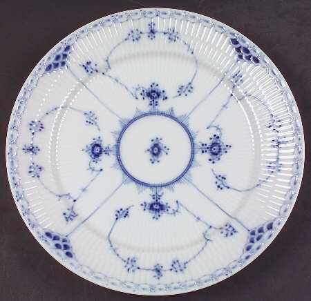 Blue Fluted Half Lace Border (No Trim) Dinner Plate by Royal Copenhagen