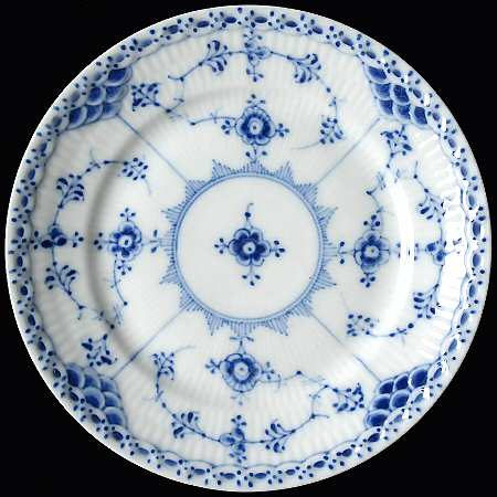 Blue Fluted Half Lace Border (No Trim) Bread & Butter Plate
