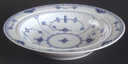 Blue Fluted Half Lace Border (No Trim) Muffin Dish No Lid