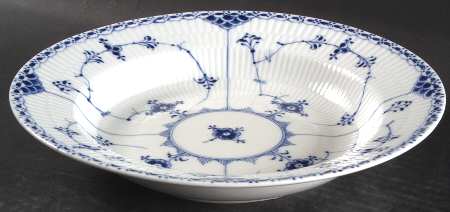 Blue Fluted Half Lace Border (No Trim) Large Rim Soup Bowl