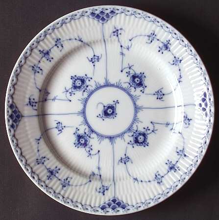 Blue Fluted Half Lace Border (No Trim) Salad Plate