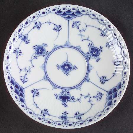 Blue Fluted Half Lace Border (No Trim) Saucer for Flat Cup
