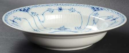 Blue Fluted Half Lace Border (No Trim) Large Rim Soup Bowl