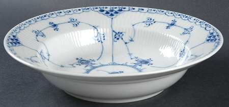 Blue Fluted Half Lace Border (No Trim) Large Rim Soup Bowl