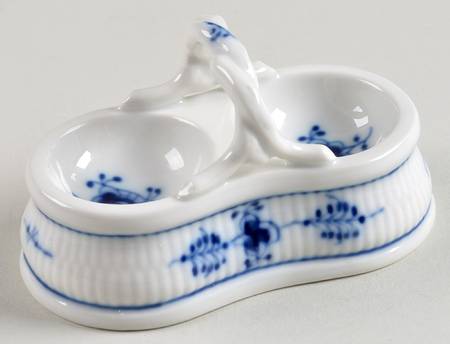 Blue Fluted Plain (No Trim) Double Salt Dip