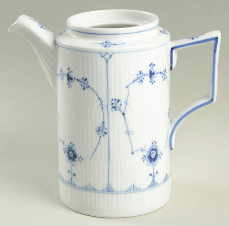 Blue Fluted Plain (No Trim) Coffee Pot No Lid