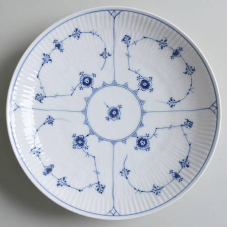 Blue Fluted Plain (No Trim) 9" Shallow Bowl