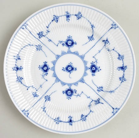 Blue Fluted Plain (No Trim) Luncheon Plate