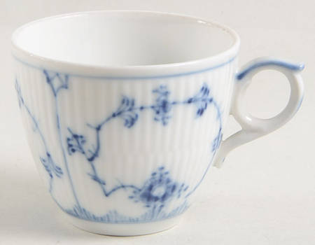 Blue Fluted Plain (No Trim) Flat Demitasse Cup