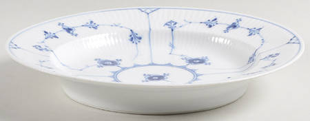 Blue Fluted Plain (No Trim) Large Rim Soup Bowl