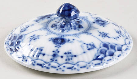 Blue Fluted Plain (No Trim) Lid for Mini Sugar Bowl