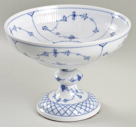 Blue Fluted Plain (No Trim) 8" Diameter Pedestal Cake Stand