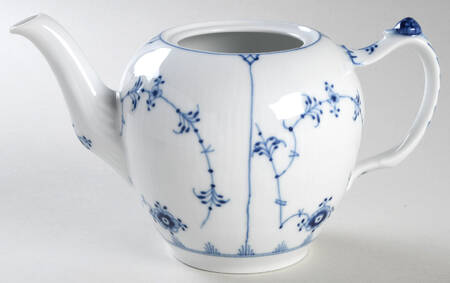 Blue Fluted Plain (No Trim) Small Teapot No Lid