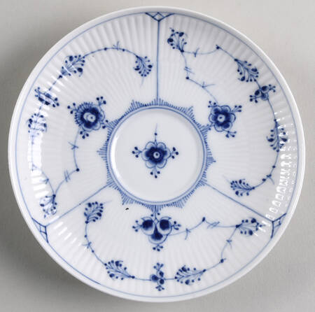 Blue Fluted Plain (No Trim) Saucer for Flat Cup