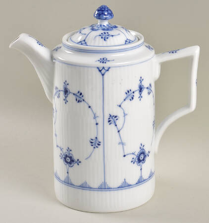 Blue Fluted Plain (No Trim) Coffee Pot & Lid