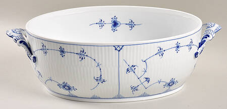 Blue Fluted Plain (No Trim) Oval Tureen No Lid