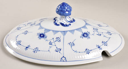 Blue Fluted Plain (No Trim) Lid for Oval Tureen