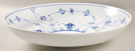 Blue Fluted Plain (No Trim) 13" Shallow Round Bowl