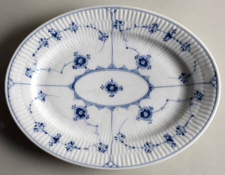 Blue Fluted Plain (No Trim) 10" Oval Serving Platter