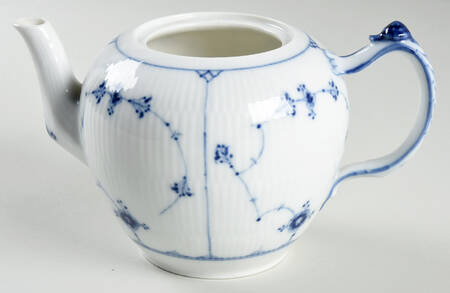 Blue Fluted Plain (No Trim) Small Teapot No Lid