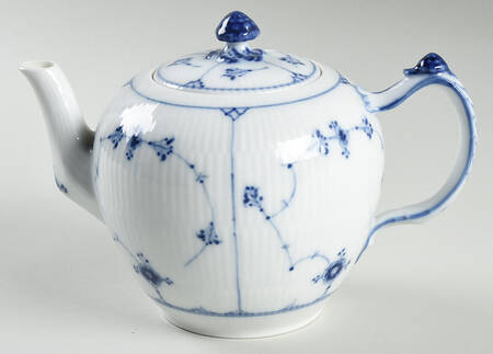 Blue Fluted Plain (No Trim) Small Teapot & Lid