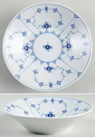 Blue Fluted Plain (No Trim) 8" Deep Plate