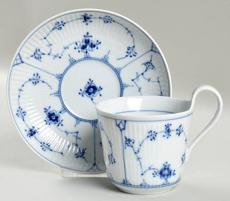 Blue Fluted Plain (No Trim) Breakfast Cup & Saucer Set