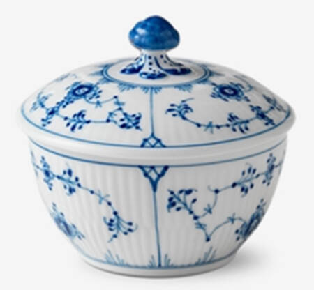 Blue Fluted Plain (No Trim) Mini Sugar Bowl & Lid