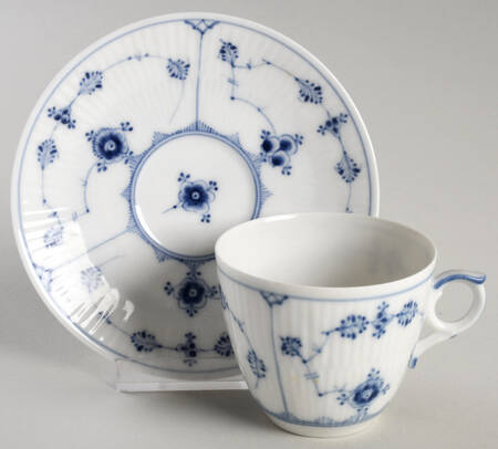 Blue Fluted Plain (No Trim) Flat Demitasse Cup & Saucer Set